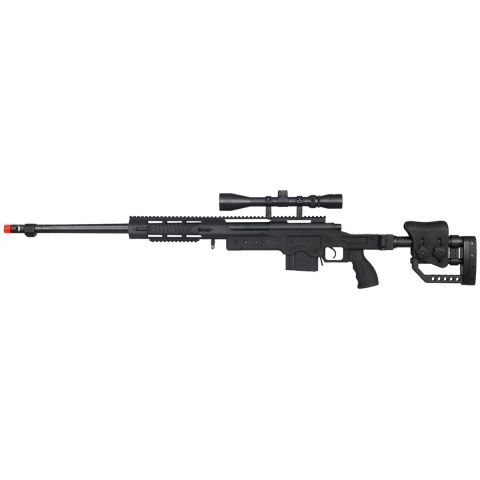 WellFire Airsoft Bolt Action Rifle w/ Fluted Barrel & Scope – BLACK