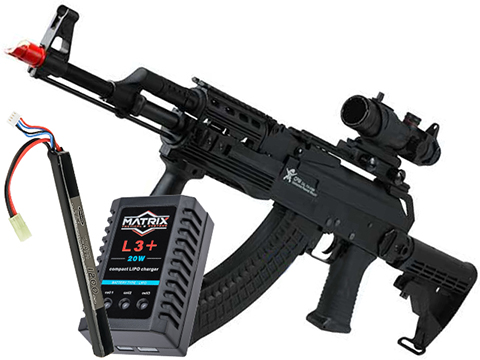 Echo1 AK47 Contractors Personal Weapon AK74 (C.P.W) Full Size Airsoft AEG Electric Rifle – (Package: Add 11.1v 1250mAh LiPo Battery + Smart Charger)