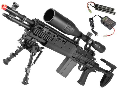 G&G Top Tech M14 EBR Full Metal Full Size Airsoft AEG Rifle – Short Version (Package: Add 9.6 Butterfly Battery + Smart Charger)