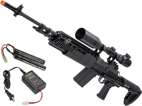 G&G Top Tech M14 HBA Full Metal Full Size Airsoft AEG Rifle – (Package: Add 9.6 Butterfly Battery + Smart Charger)