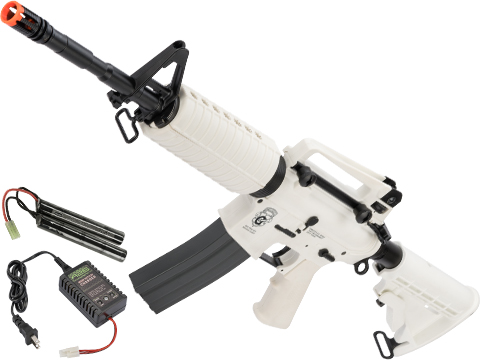 G&G Blowback GR16 Limited Edition “Chione” Combat Machine Airsoft AEG Rifle – White (Package: Add 9.6 Butterfly Battery + Smart Charger)