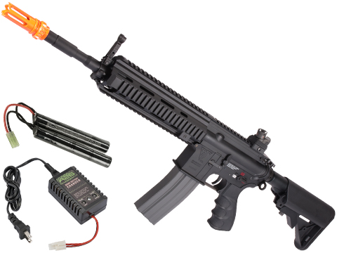 G&G Top Tech Full Metal Blowback TR4-18 Carbine Airsoft AEG Rifle – Black (Package: Add 9.6 Butterfly Battery + Smart Charger)