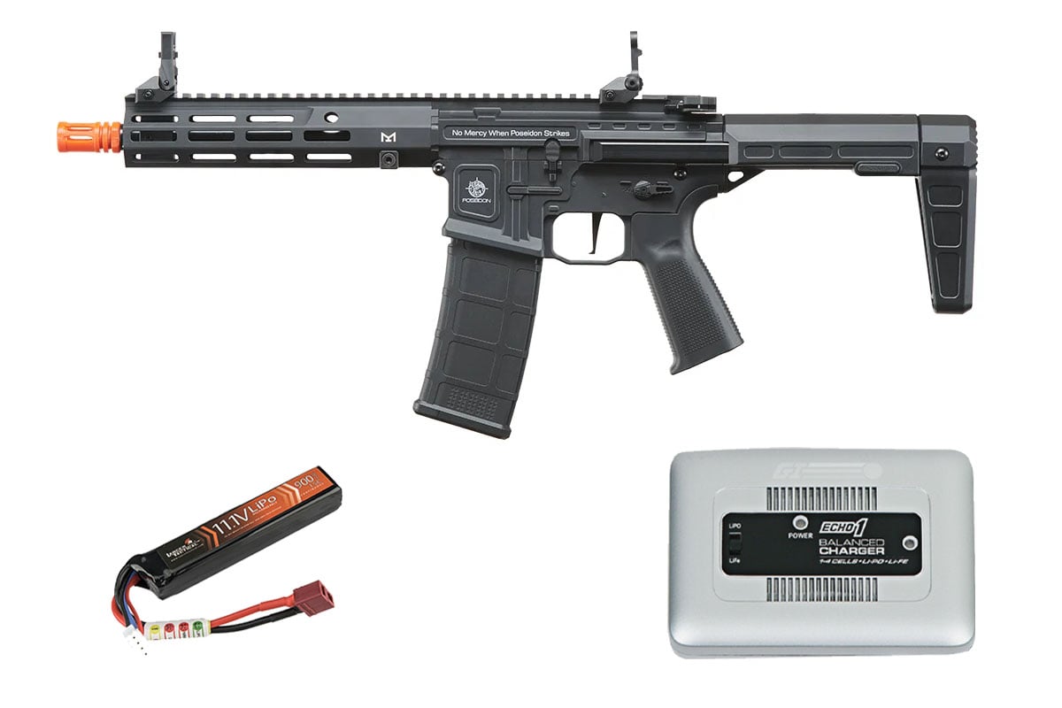 Poseidon Punisher 9″ PDW w/ Aether v2 AEG Rifle Battery & Charger Combo (Black)