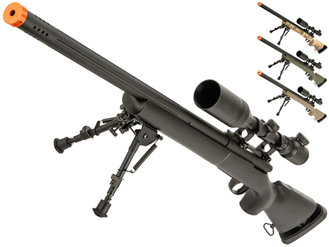 Snow Wolf US Army Style M24 Airsoft Bolt Action Scout Sniper Rifle w/ Fluted Barrel and Muzzle Vents