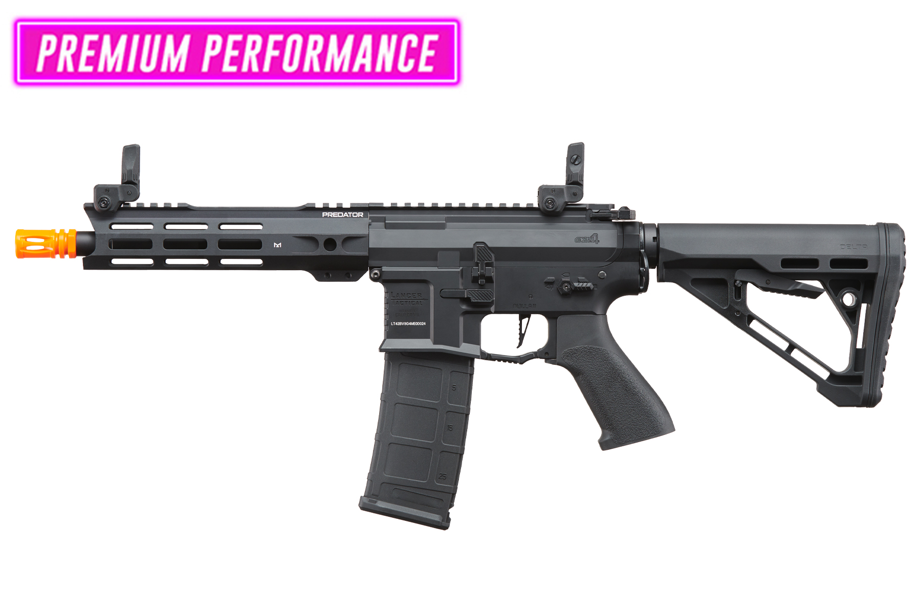 AIRSOFTGI PREMIUM CUSTOM PREDATOR 8″ TYPHOON M4 AEG (BLACK)