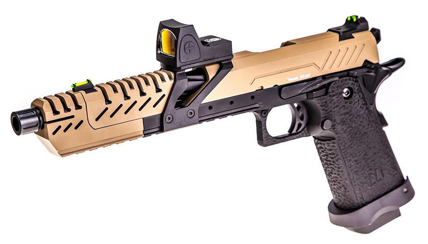 Vorsk 7in Titan Hi Capa Airsoft PIstol w/ Micro Red Dot, Tan