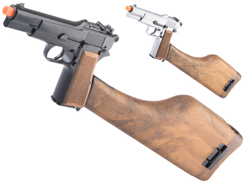 WE Tech New Version Hi-Power Gas Blowback Airsoft Pistol w/ Wood Stock