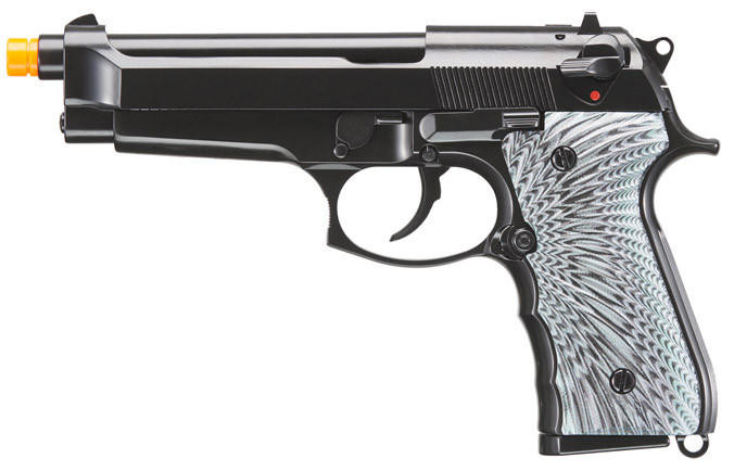 WE-Tech New System M92 Eagle Full Auto Gas Blowback Airsoft Pistol, Black