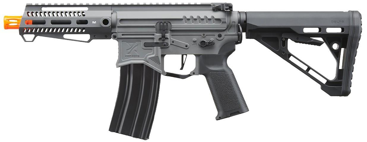 Zion Arms R15 Mod 1 Short Barrel Airsoft Rifle with Delta Stock, Grey